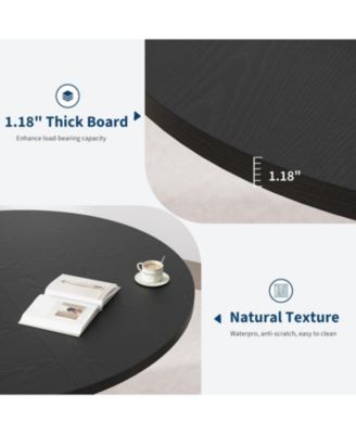 Dining Table for 4-6 People, Circle Kitchen Table with Cross Base, Farmhouse Wood Dinner Table for Apartment, Walnut Brown