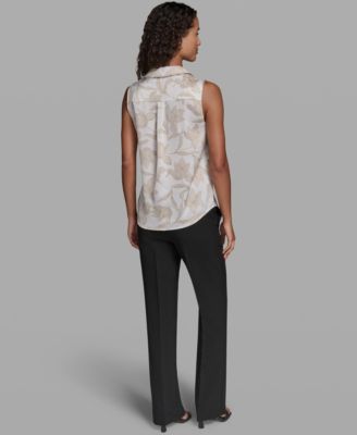 Women's Sleeveless Collared Top