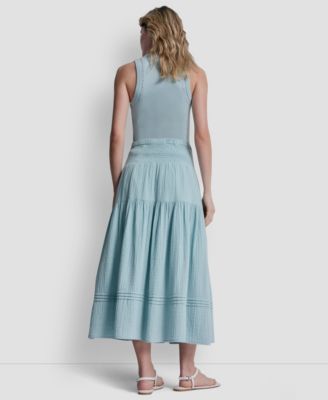 Women's Smocked-Waist Tiered Maxi Skirt