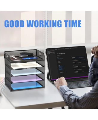 5-Tier Mesh Letter Tray Desk Organizer