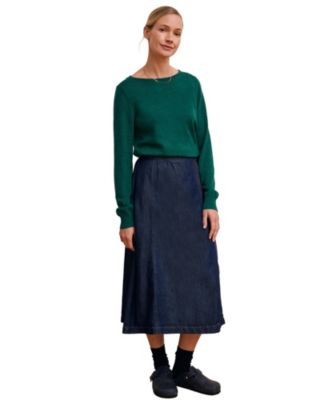 Women's Midi Wrap A-Line Denim Skirt