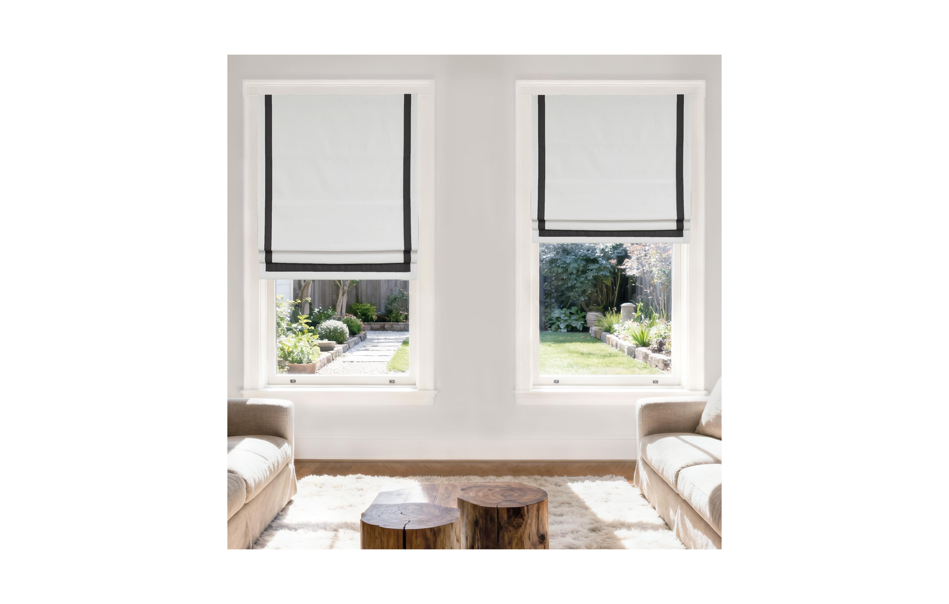 Shadisfy Cordless Pull Down Blackout Roman Shade with Ribbon Border