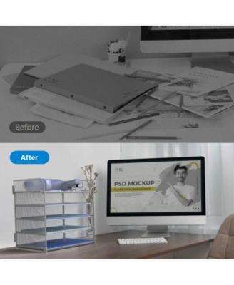 Letter Tray Paper Organizer 5-tier Desk File Holder Metal Desktop Document Shelf Office Classroom Organization