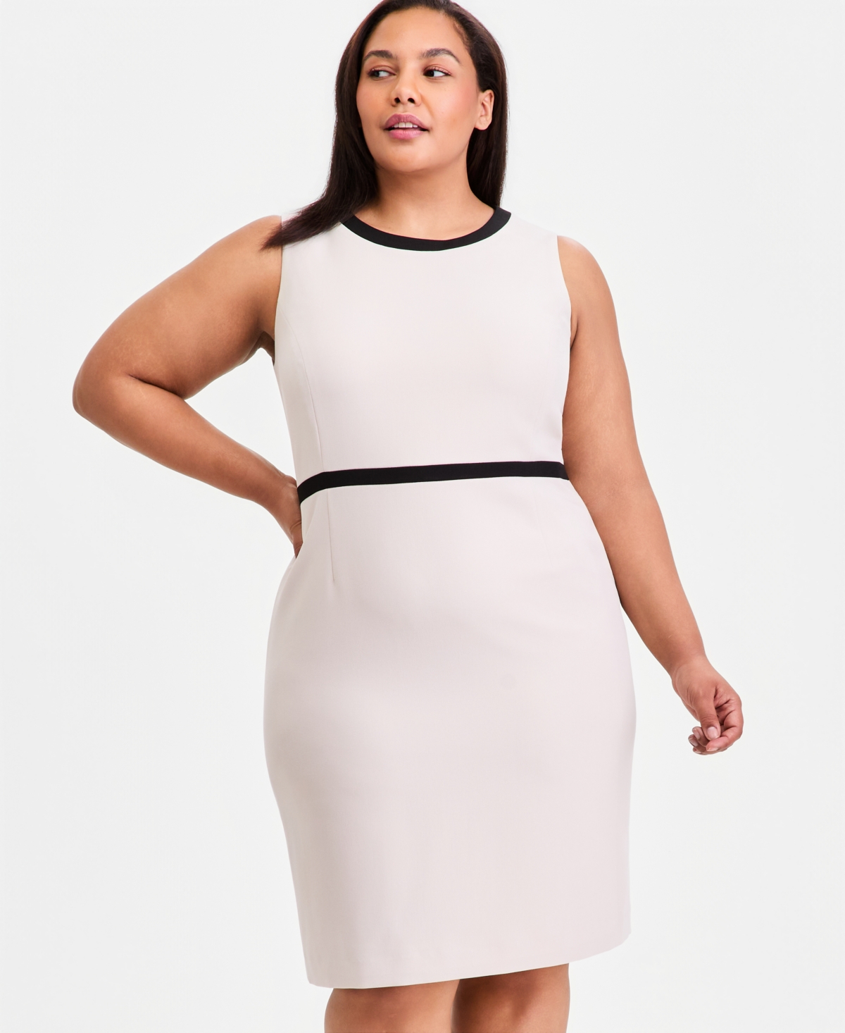 Kasper Plus Colorblocked Sleeveless Sheath Dress