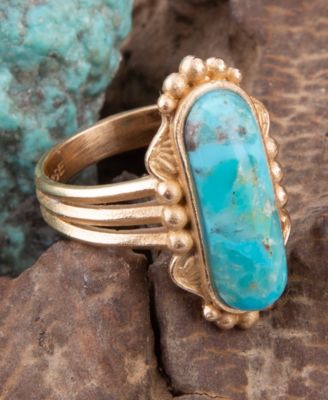 Plateau Blue Turquoise and Golden Ring