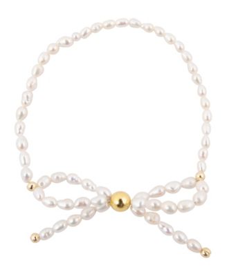 White Freshwater Pearl Bow Stretch Bracelet