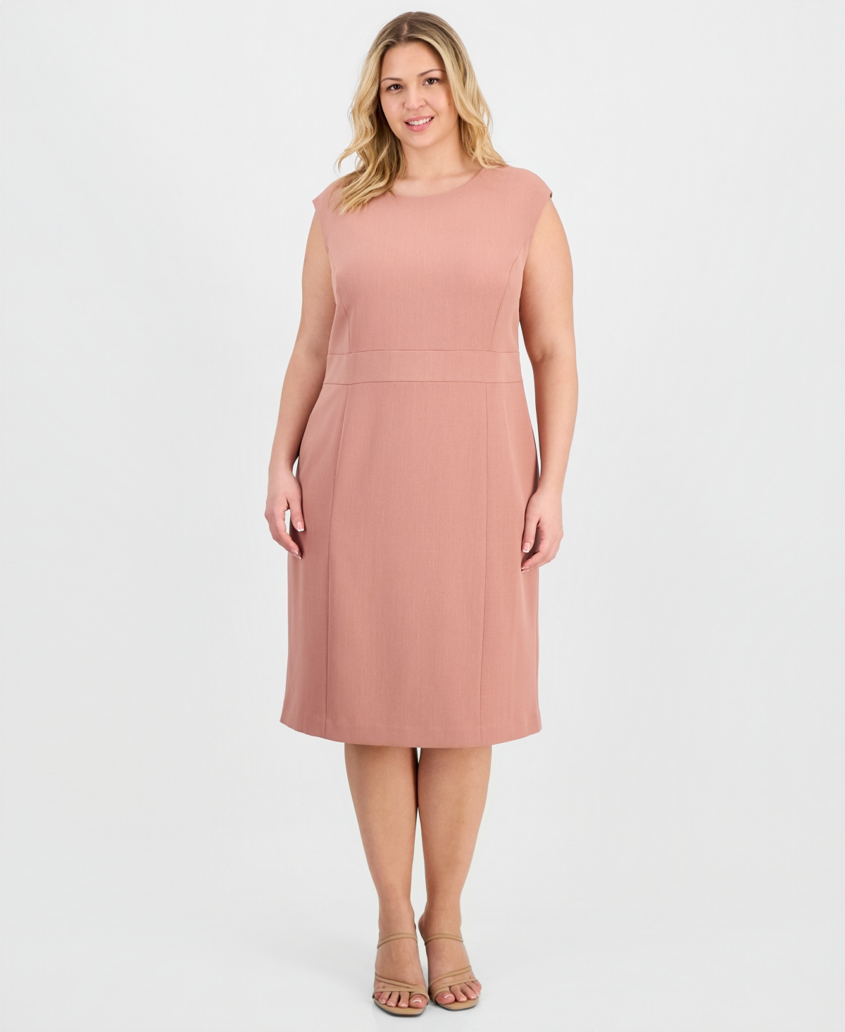 Kasper Plus Extended Cap Sleeve Sheath Dress