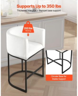 25 in Counter Height Fabric Bar Stool Set of 3 with Backrest, Arm, Metal Frame, and Footrest