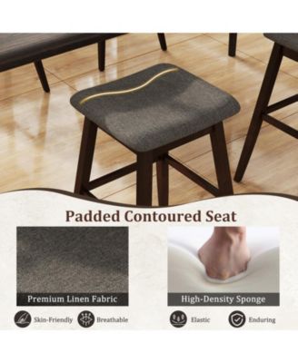 30 in Swivel Counter Height Bar Stool Set of 2 with Linen Seat and Rubber Wood Legs