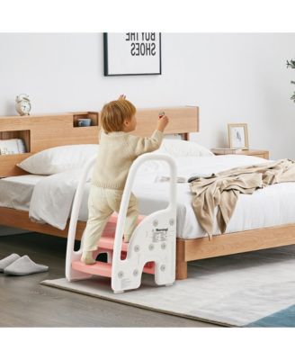 Toddler 3 Step Stool, Plastic Children Learning Helper Stool with Side Handles for Bathroom Sink