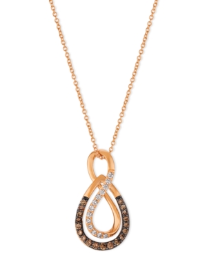 image of Le Vian Chocolatier Diamond Infinity Pendant Necklace (1/3 ct. t.w.) in 14k Rose Gold