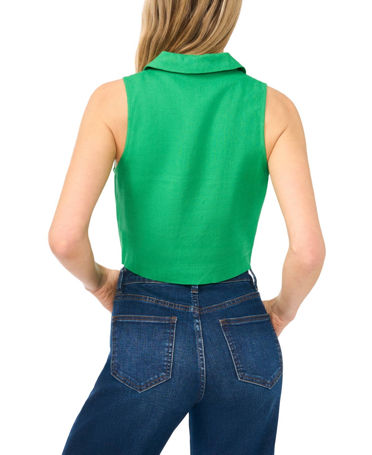 CeCe Women's Sleeveless Tie-Front Collared Vest Top