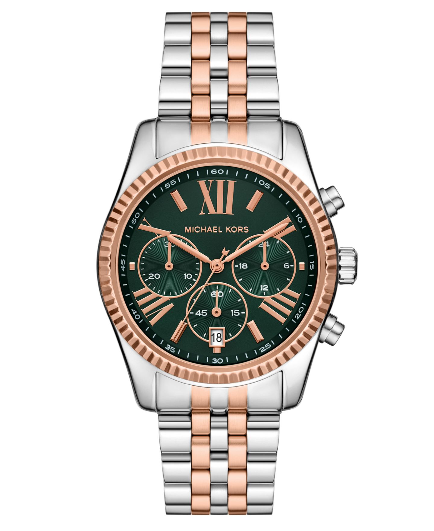 Женские часы Michael Kors Lexington Quartz Chronograph Two-Tone Stainless Steel Watch 38mm — фото 1