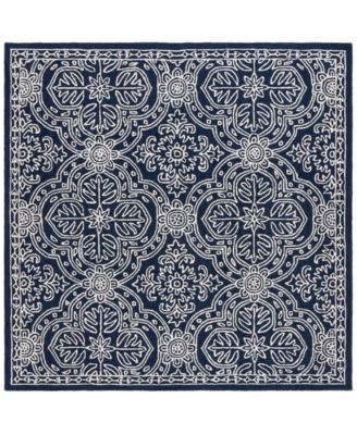 Etienne LRL6603N Navy and Ivory 5' X 5' Square Area Rug