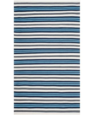Leopold Stripe LRL2462B White and French Blue 5' X 8' Outdoor Area Rug