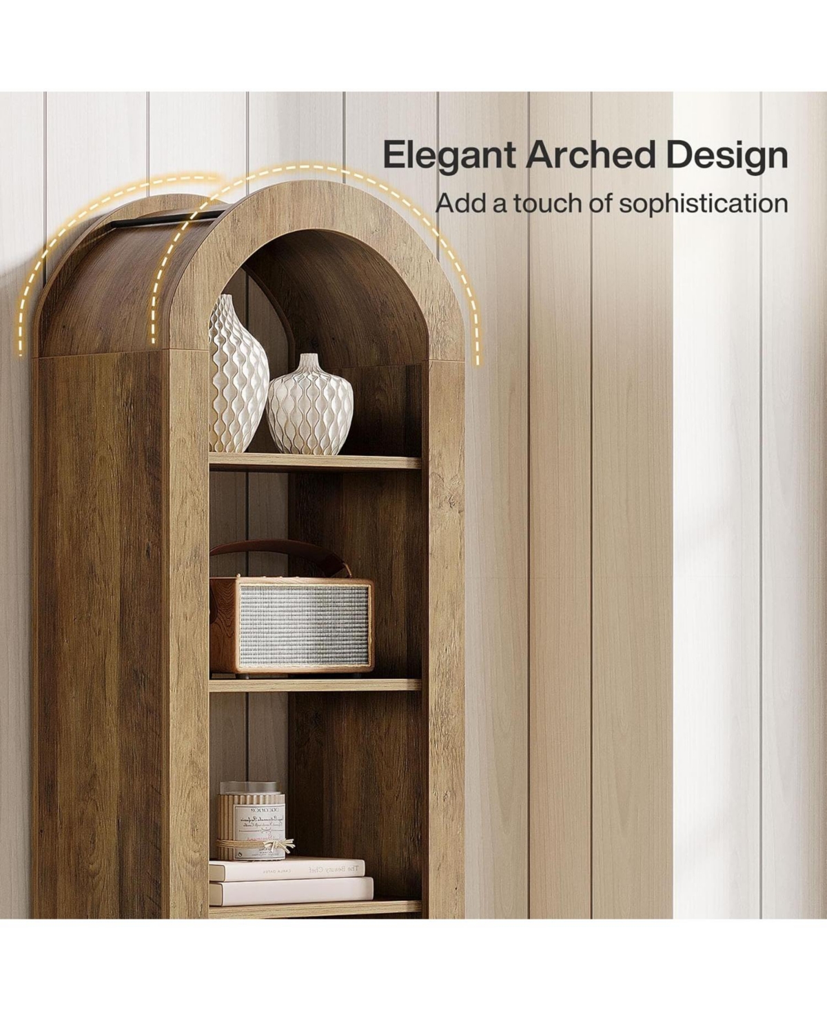 Tribesigns 6-Tier Narrow Bookshelf, 74.8" Tall Arched for Small Space, Home Office(2 Pcs)