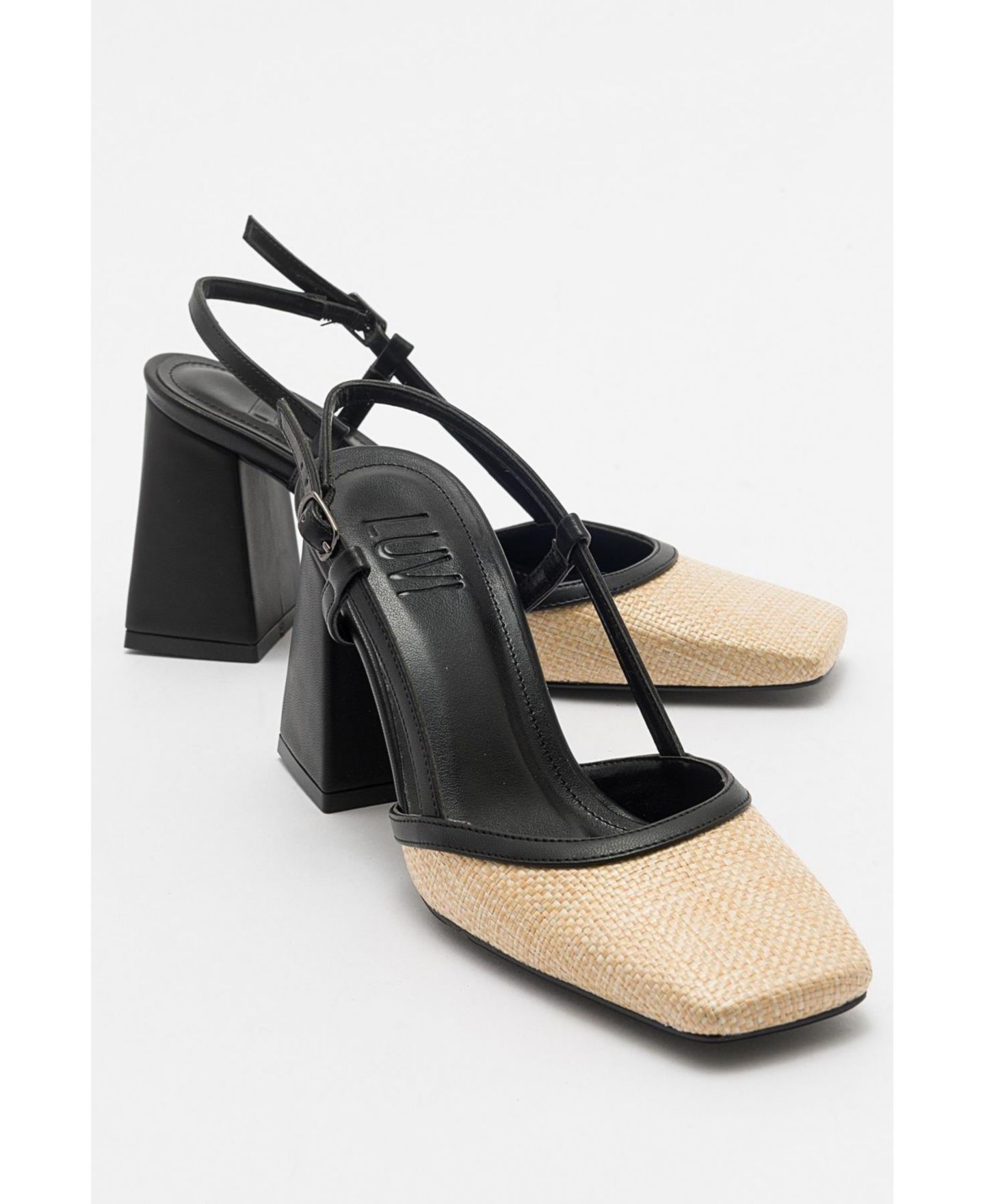 Женские туфли Prologue Shoes Rivie Raffia Square Toe Block Heel, цвет: Чёрный — фото 5