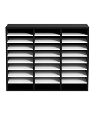 27 Compartment Adjustable Wood Literature Organizer for Office Storage