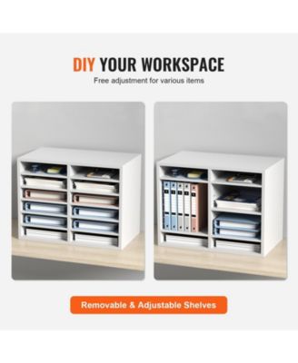 12 Compartment Literature Organizer With Adjustable Shelves for Office and Mailrooms