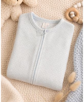 Baby Girls Cotton Knit Zippered Footie with All-Over Abstract Pattern