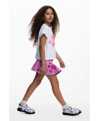 Girls Girls's Short denim floral skirt