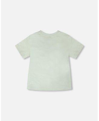 Little Boys ganic Cotton T-Shirt Mint Green Safari Print
