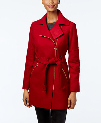 MICHAEL Michael Kors Asymmetrical-Zip Walker Coat - Coats - Women - Macy's