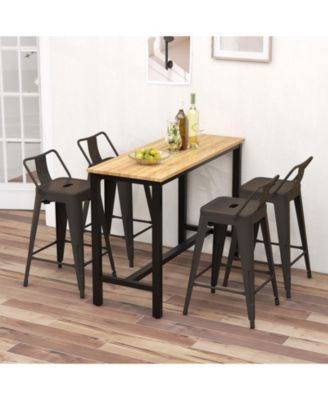 24 in Metal Counter Height Stackable Chair Set of 4 with Removable Back and Footrest
