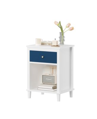 Wooden Nightstand with One Drawer and Shelf