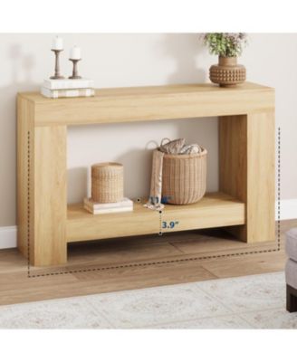 Entryway Console Table, Farmhouse 2-Tier Entryway Table, Long Sofa Accent Table Behind Couch Table with Open Storage
