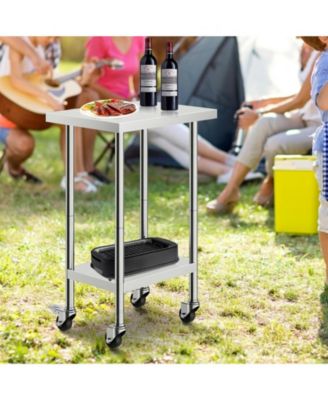 Stainless Steel Work Table 24 x 18 x 38 in Adjustable Height for Commercial Kitchen