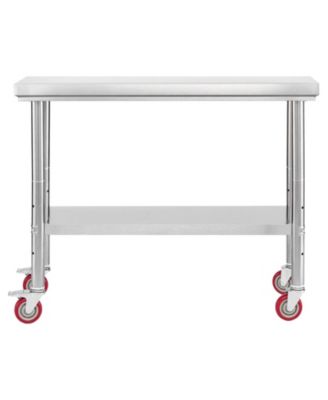 Stainless Steel Food Prep Worktable 24 x 35.4 in With Wheels for Commercial Use