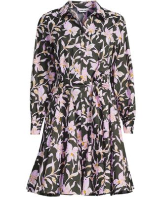 Women's Poplin Button Front with Godets Dress