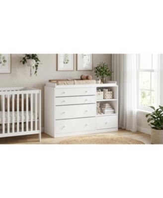 Changing Table Dresser, Baby Nursery Dresser with 5 Drawers and 2 Shelves, Baby Changing Table, Diaper Changing Station