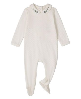 Baby Boys Unisex Blue Buds Sweetest Bloom Cotton/Rayon Embroidered Footie