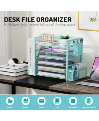 6 Tier Desk File Organizer Letter Tray Pen Holder