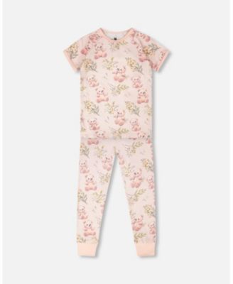 Little Girls Cotton Two-Piece Pyjama Set Bear Print