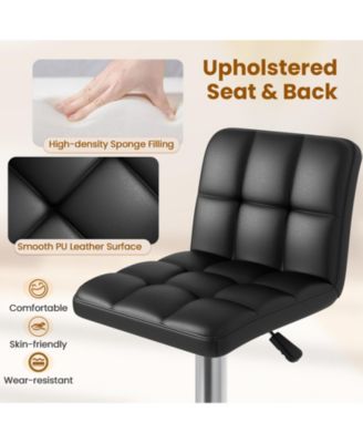 Adjustable Height Swivel Bar Stool Set of 2 with PU Leather Seat and Heavy-Duty Metal Base