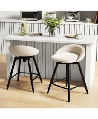25 in Upholstered Counter Height Bar Stool Set of 2 withFootrest and Backrest