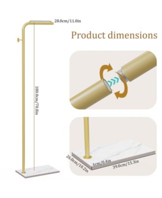 L Shaped Freestanding Metal Coat Rack Tree with Rock Base for Bedroom Hallway Entrance