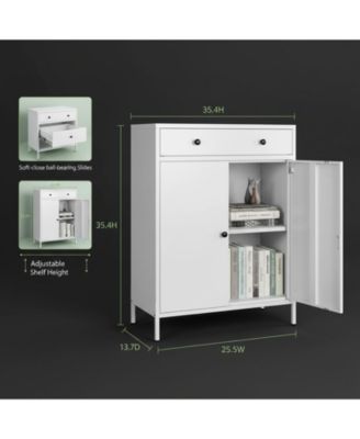 Metal Storage Cabinet Garage 2 Drawers Adjustable Shelf Locking Short Office Home