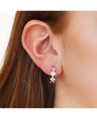 CZ Clover Huggie Hoop Earrings 14K Gold-Plated Sterling Silver