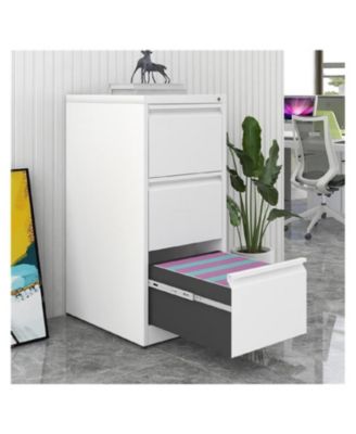 Metal Vertical Filing Cabinet with Lock and 3 Drawers