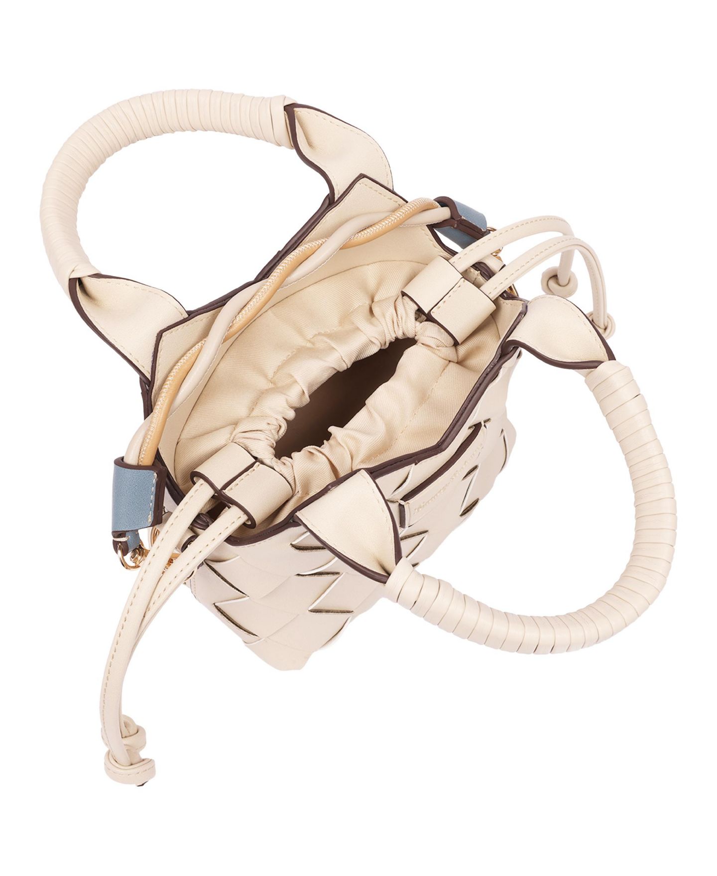 Женская сумка Tommy Bahama Demi Mini Woven PU Tote - Mini Woven Faux Leather Top Handle and Crossbody, цвет: Слоновая кость — фото 6