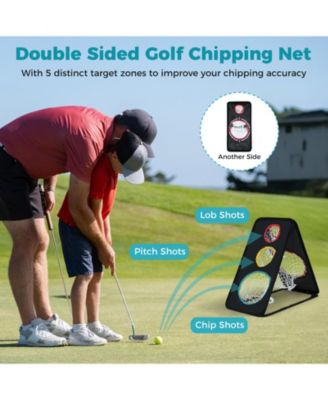 Dual-Sided Golf Chipping Net with Triple Targets, 5-Hole Training System