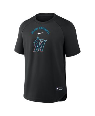Men's Black Miami Marlins Authentic Collection Batting Practice Pre-Game Raglan Dri-FIT T-Shirt