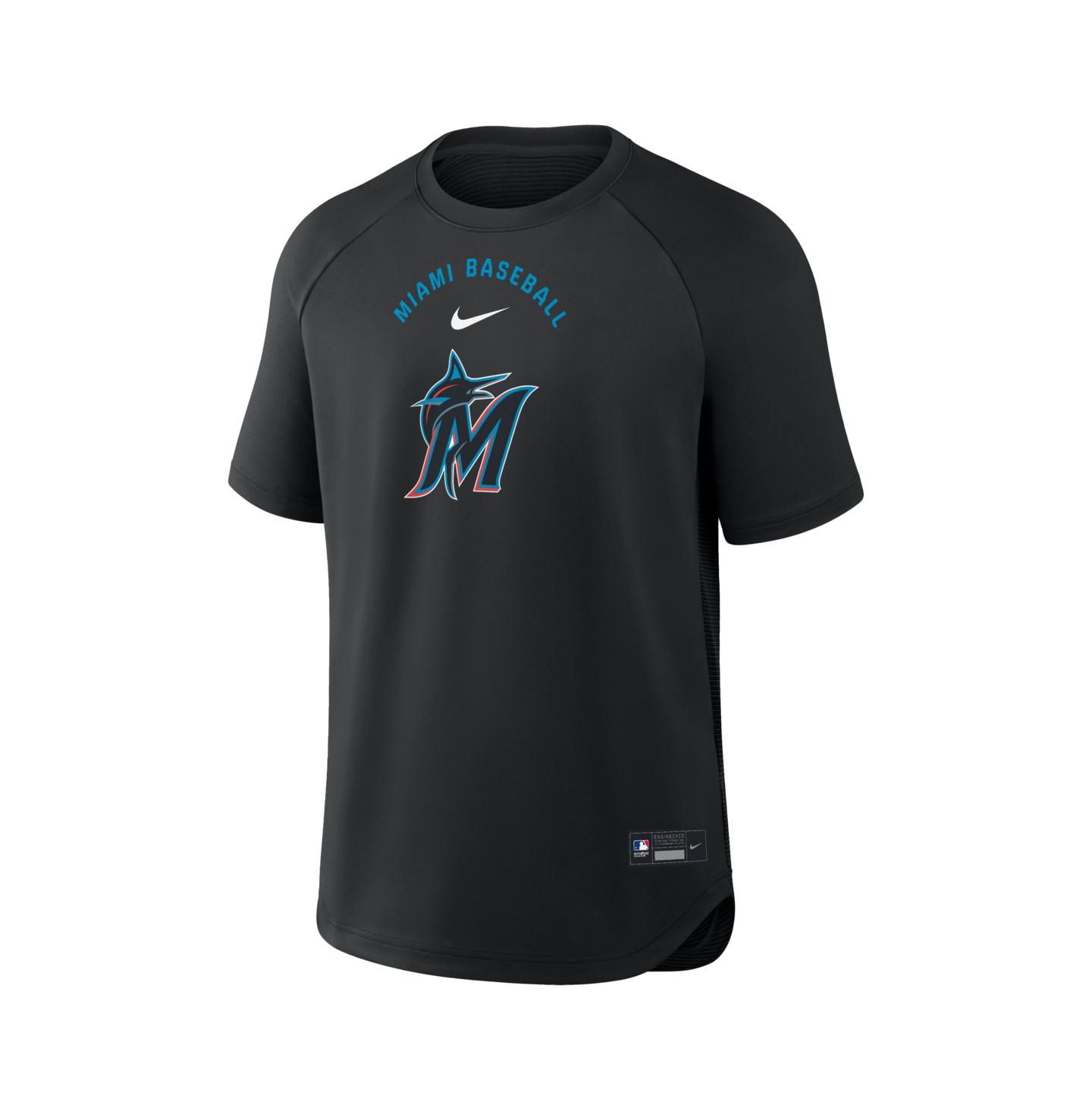 Мужская футболка Nike Black Miami Marlins Authentic Collection Batting Practice Pre-Game Raglan Dri-FIT — фото 2