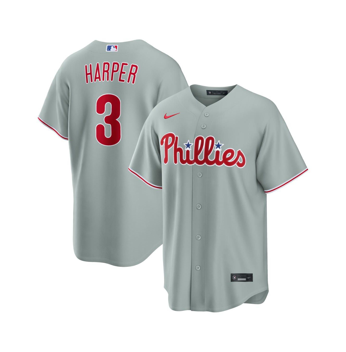 Мужской топ Nike Bryce Harper Gray Philadelphia Phillies Road Replica Jersey — фото 1
