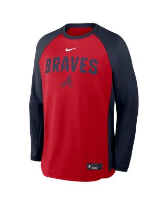 Men's Red Atlanta Braves Authentic Collection Raglan Dri-FIT Sweatshirt