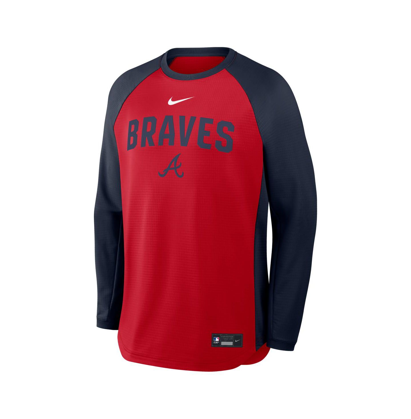 Мужская толстовка Nike Red Atlanta Braves Authentic Collection Raglan Dri-FIT — фото 2